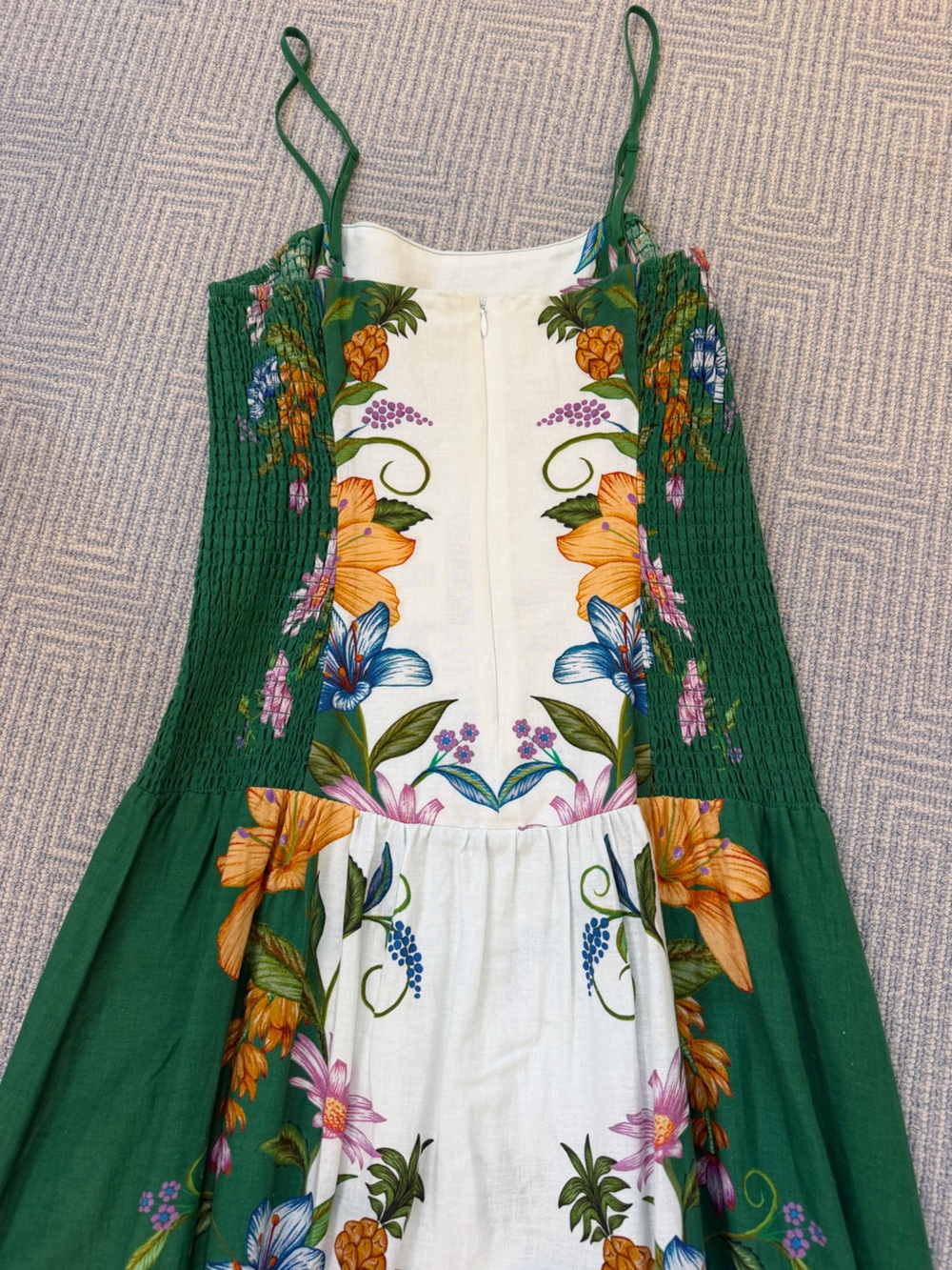 Farm Rio Sweetbloom Dreamscape Midi Dress!  💚🧡 - Picture 5 of 5